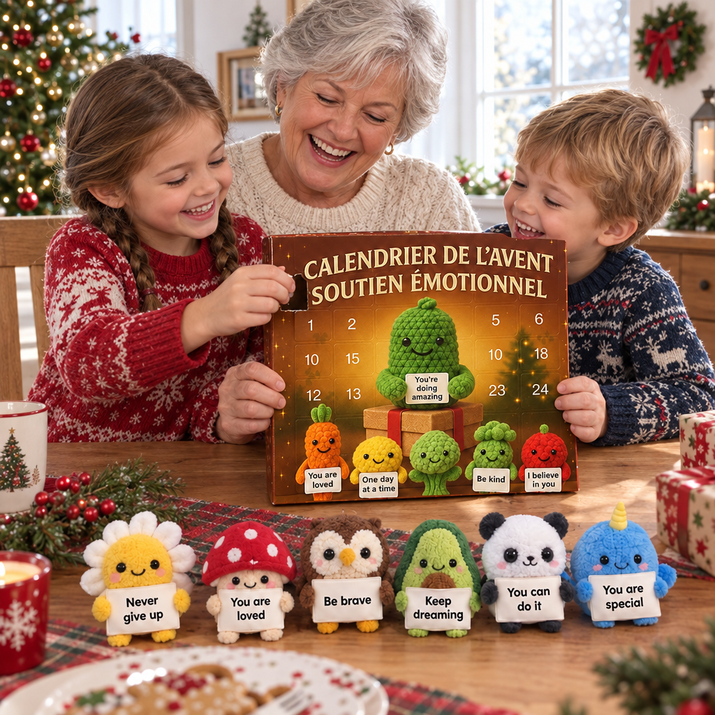 Grand-mère et petits-enfants avec le calendrier